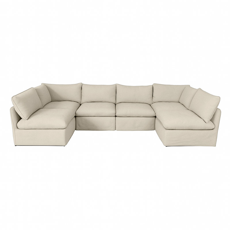 Living Source International Simon 6 Piece Sofa With Milk Cushion