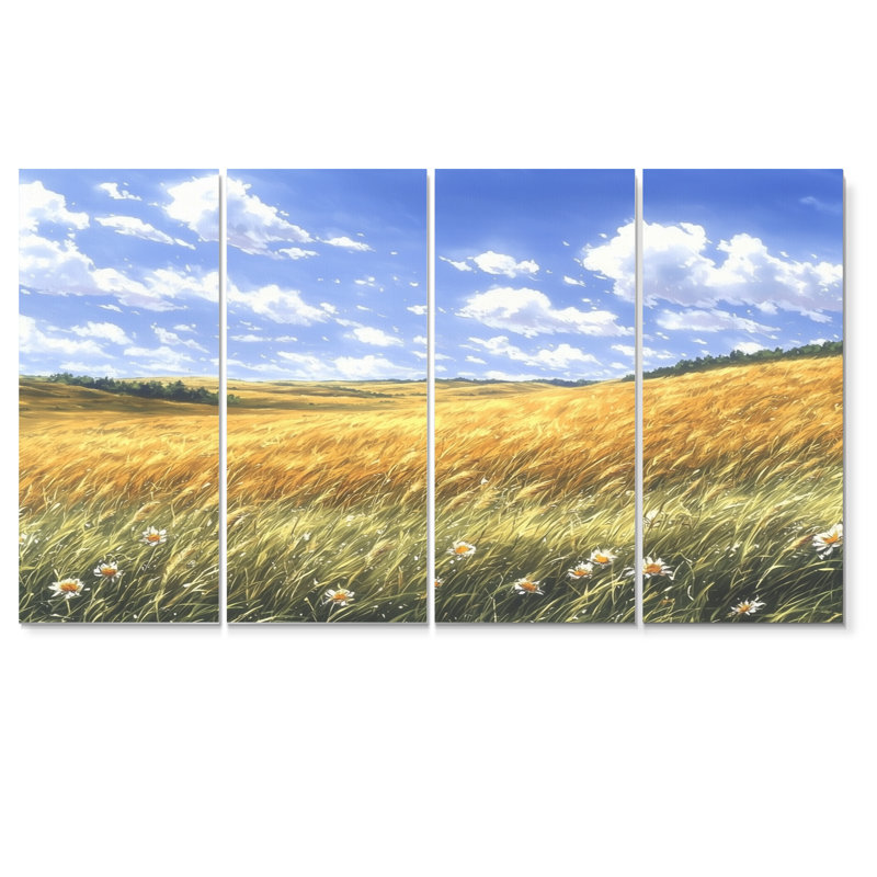 Dreighton - décoration murale prairie - art mural traditionnel, 4, H 32 po x l 64 po