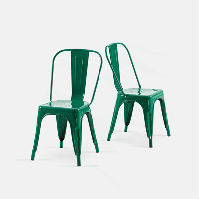 Chaises de salle à manger industrielles en métal ultrabrillant de 18 pouces de hauteur à l'intérieur et à l'extérieur empilables, surface légère facile à nettoyer, assemblage facile, conception moderne et durable, pour bar de cuisine
