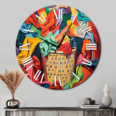 Multicolor Laundry Basket I - Laundry White Face Wall Clock
