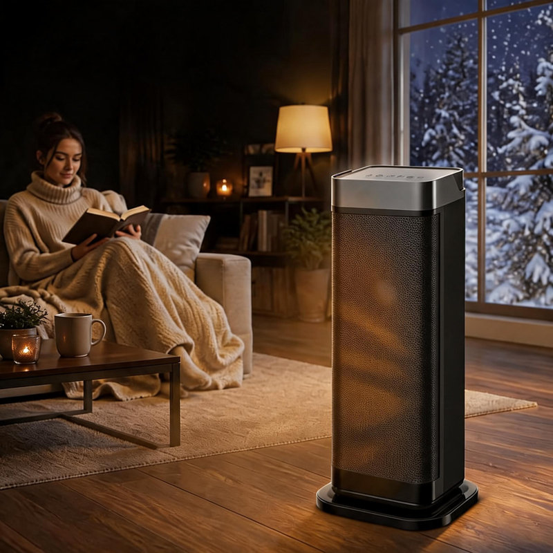 Radiateur d'appoint moderne de 1500 W à tour en céramique PTC avec télécommande et affichage numérique - Doré, Doré
