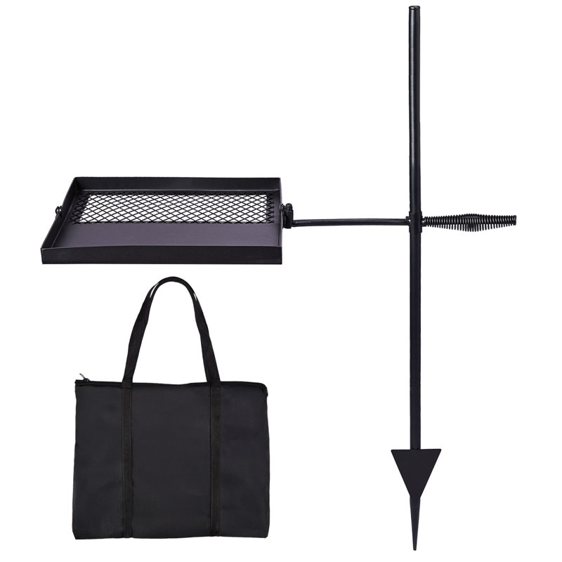 Grille de cuisson portative pliante et pivotante au-dessus d'un foyer