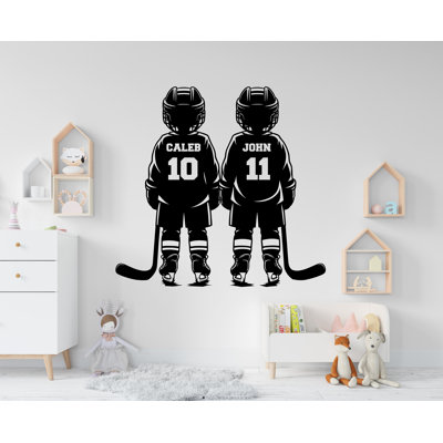 Frère hockey décoration murale, vinyle adhésif sur mesure sport vinyle, autocollants de hockey, passion, art mural hockey, autocollants muraux, chambre d'enfant