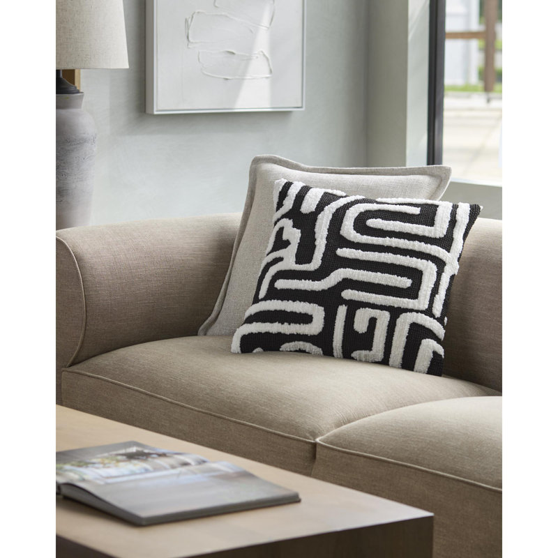 Coussin décoratif Juggernaut, Housse de coussin seulement - sans coussin, Blanc/Noir, Carré 22 po