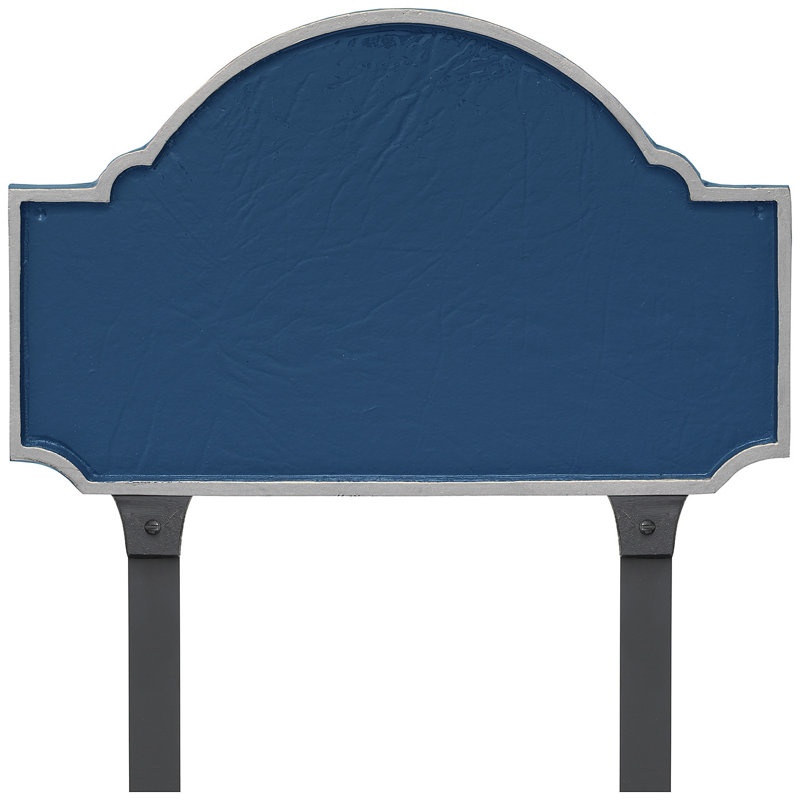 Enseigne d’adresse pour pelouse sur 1 ligne, Bleu de mer / Argent, Oui