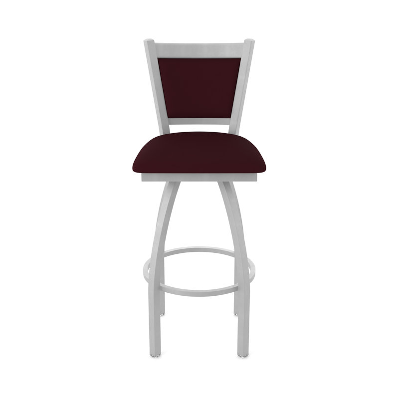 Tabouret pivotant Hadleigh, Tabouret de comptoir (siège d'une hauteur de 25 p, Vinyle - bordeaux Canter, Nickel anodisé