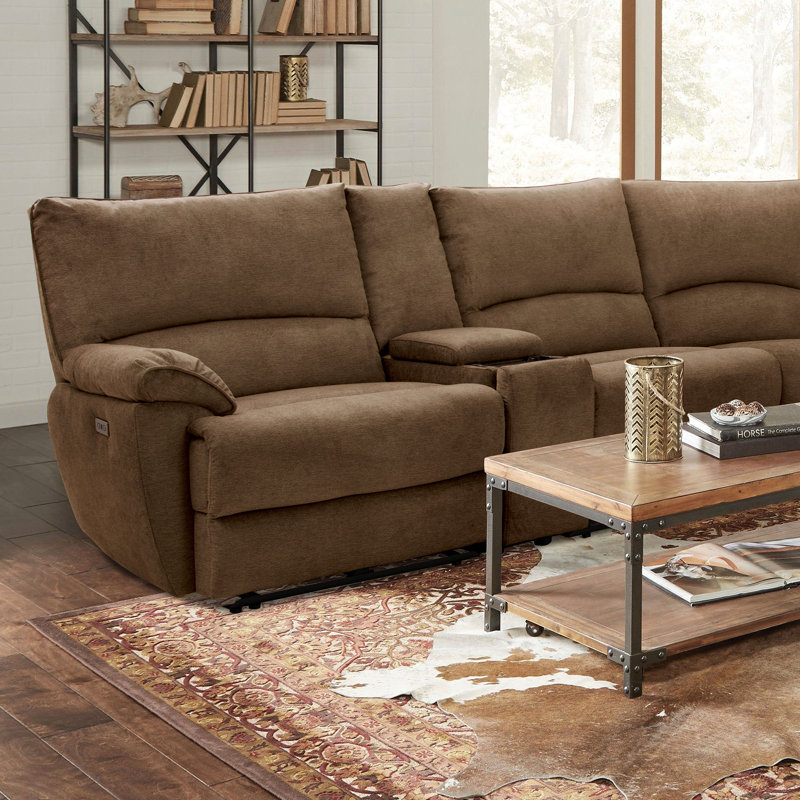 Canapé modulaire inclinable électrique Dothen, Polyester à 100 % de couleur brune