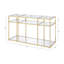 Table de canapé en verre transparent et finition dorée