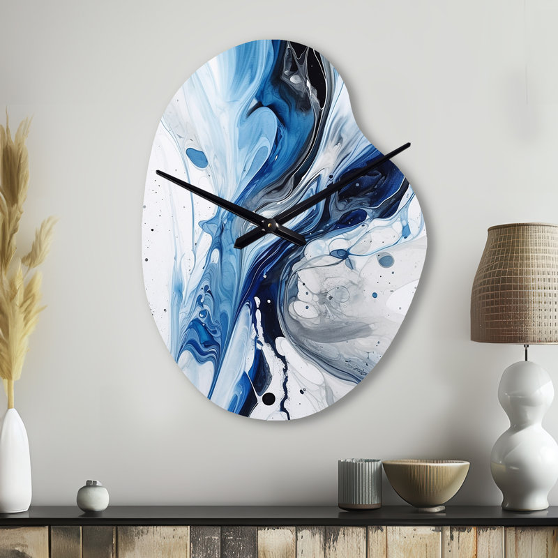 Horloge murale asymétrique bleue et grise, Petit