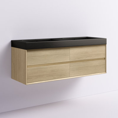 Golitz 59'' Double Bathroom Vanity with Stainless Steel Top