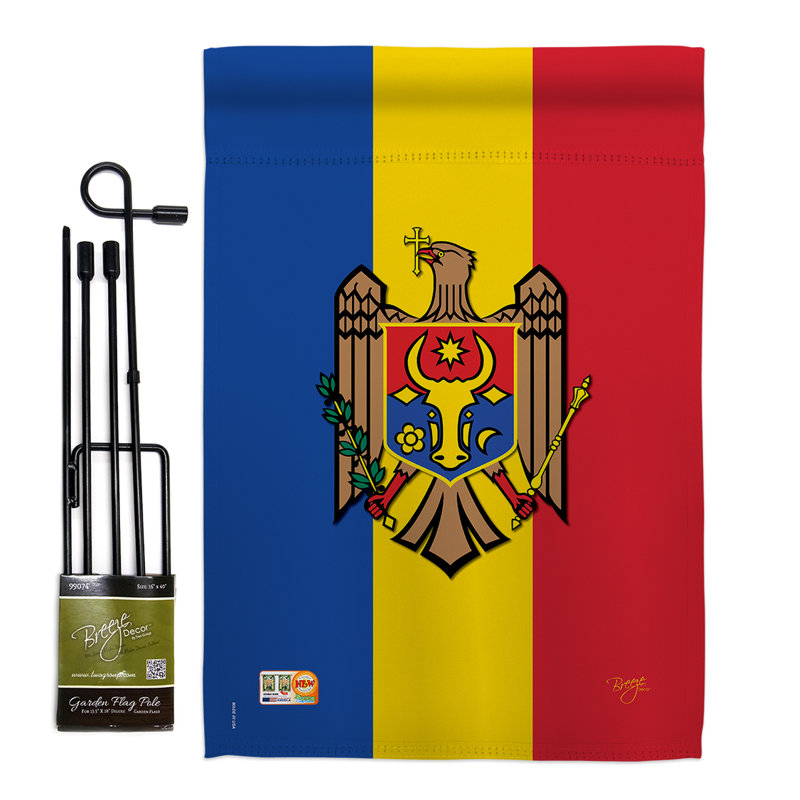 Ensemble drapeau 2 côtés 1 pi 7 po x 1 pi 1 po moldavie