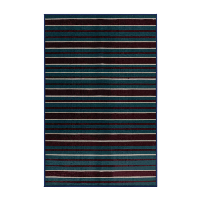 Machine Washable Horizontal Stripes Gray Area Rug, Rectangle 4' x 6'