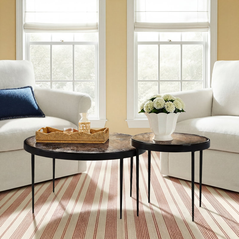 Carmen Nesting Coffee Table, Smoked Brown Cast Glass