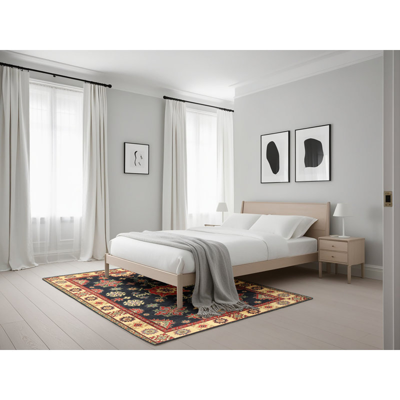 Tapis bleu/rouge traditionnel Nungesser, Rectangle 5 pi x 7 pi