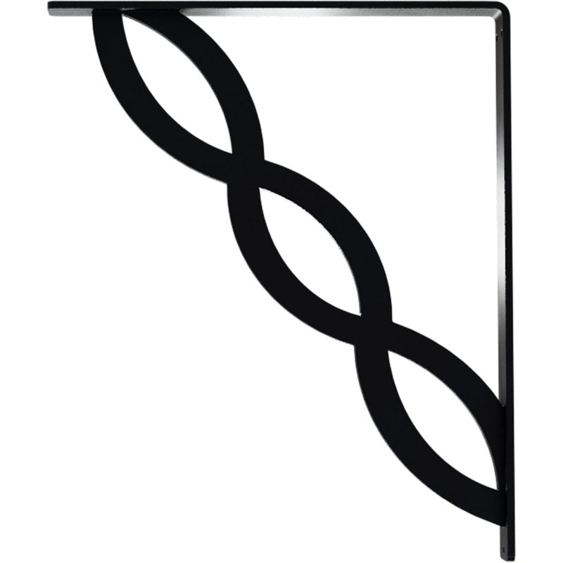 1 1/2"W x 12"D x 15"H Loera Wrought Iron Bracket, (Single center brace), Powder Coated Black, 15" H x 1.5" W x 12" D, Black