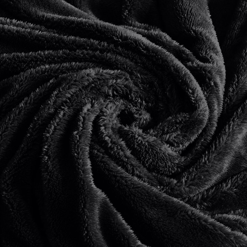 Misuzu Super Soft Reversible Sherpa Fleece Blanket, Single, Black