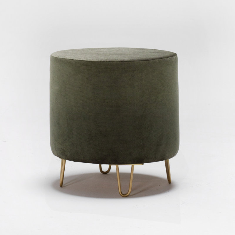 Repose-pieds rond de 15,7 po Pelluri, Kaki 100 % polyester