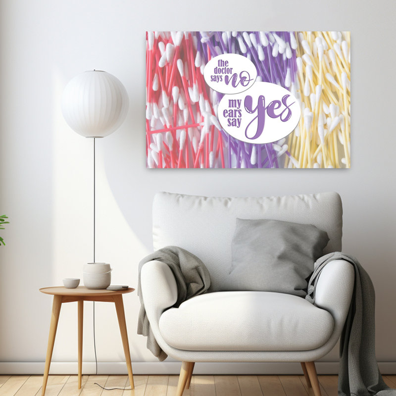 «My Ears Say Yes», art ludique contemporain coloré, H 24 po x l 36 po