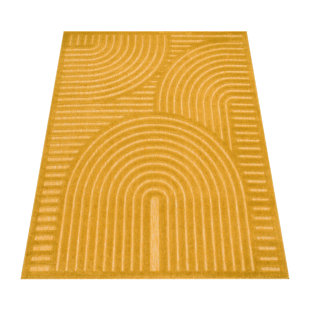  AD6H-CZ Gelber Teppich, geometrisches Muster,  Feuchtigkeitsschutz, hochwertiger Automatten-Teppich,Gelb,160x230cm