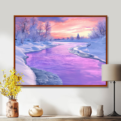Frozen River In Winter Landscape III - Winter Landscape, reproduction d'art mural