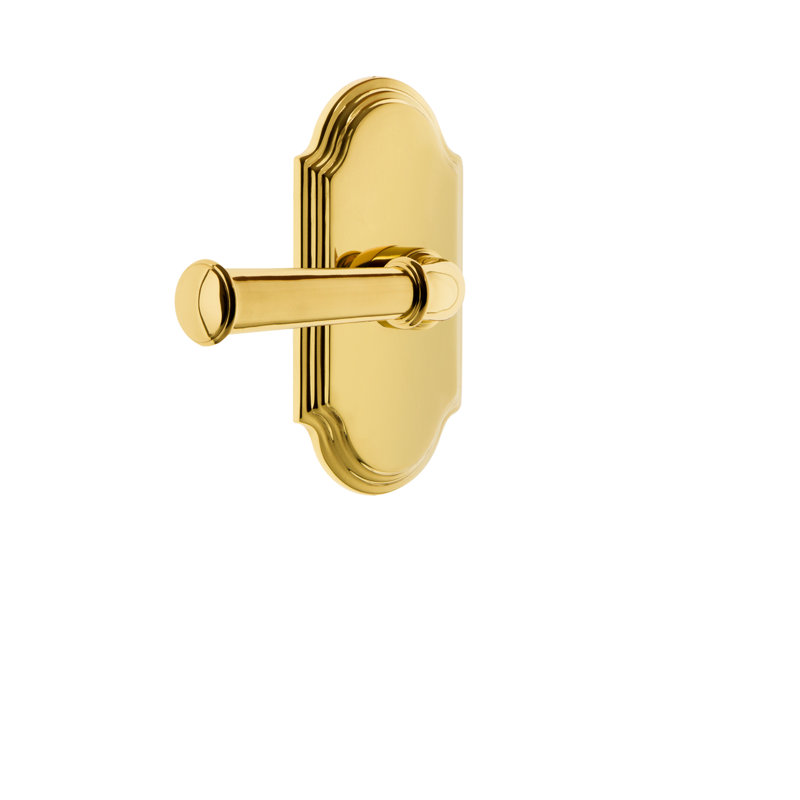 Grandeur Arc Plate with Georgetown Lever, 2 3/8", Polished Brass, Passage (Hall & Closet)