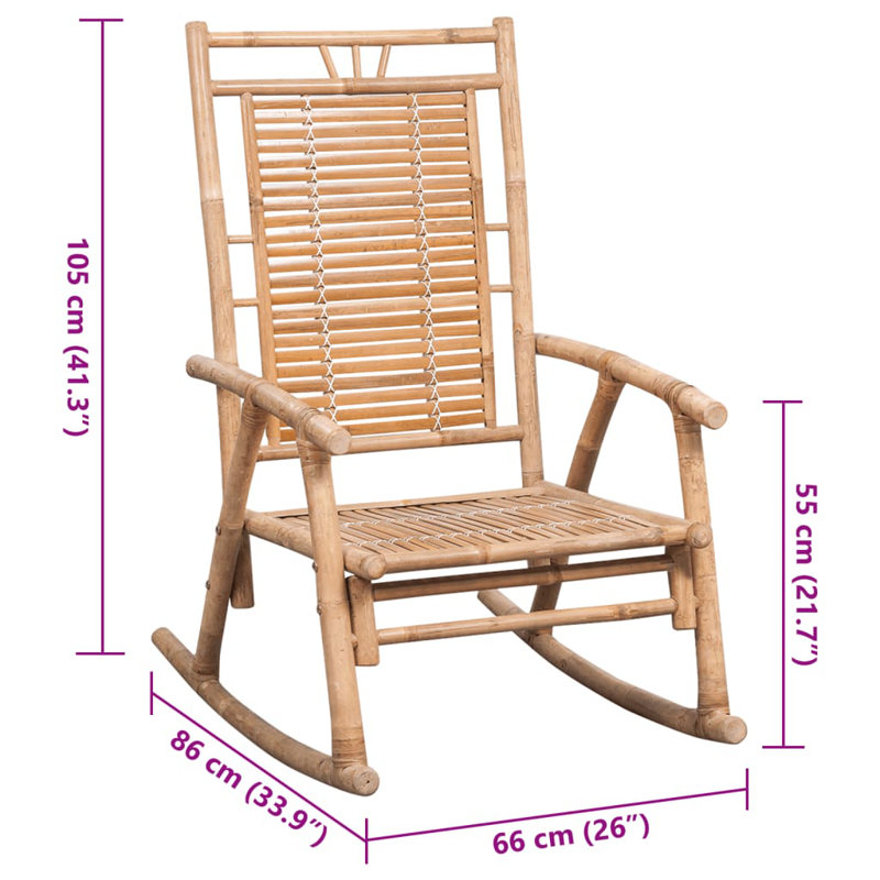 Bayou Breeze Rocking Chair With Cushion Bamboo, Red