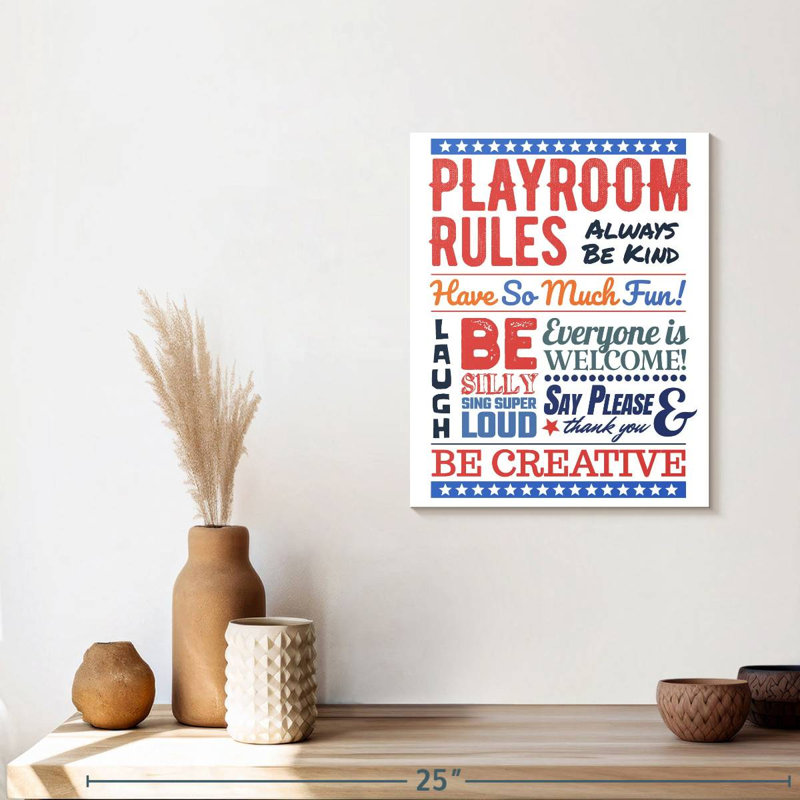 " Playroom Rules " by HomeyNotes Studio, 15" H x 12" W x 1.25" D