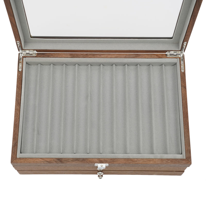 Dianera 34 Slots Large Wooden Pen Display Box with Clear Window