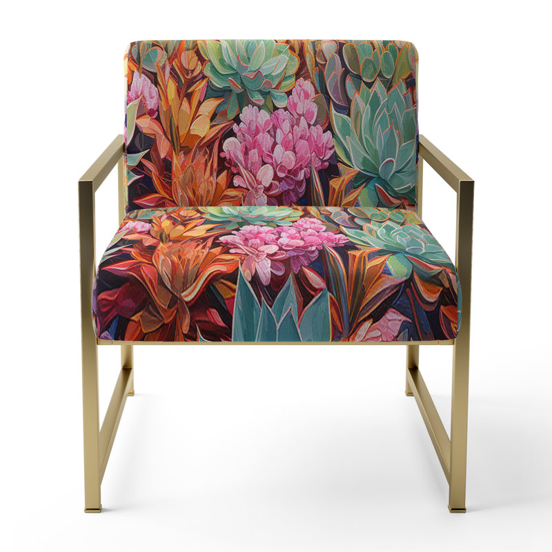 Chaise d'appoint rembourrée Floral, Doré