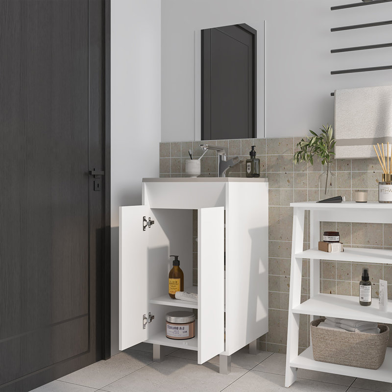 Armoire de salle de bain blanche avec 2 portes