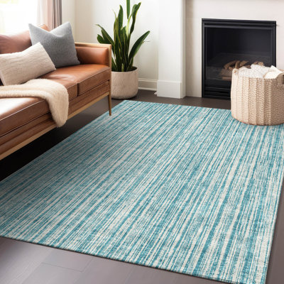 Premium Machine Washable Prisco Teal Rug