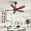Ventilateur de plafond silencieux de 91 cm (36 po) en bois massif, sans éclairage, avec télécommande et 5 pales incurvées en noyer foncé. Fonctionne à courant continu et est réversible. Parfait pour une chambre, une maison de campagne ou un bureau.