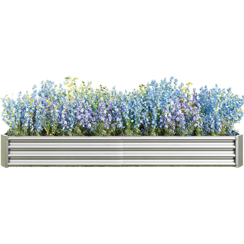 Lit surélevé en métal pour jardin - 7,6 x 3,7 x 0,98 pi, revêtement rouille, encourage la croissance des plantes 7,6 x 3,7 x 0,98 pi