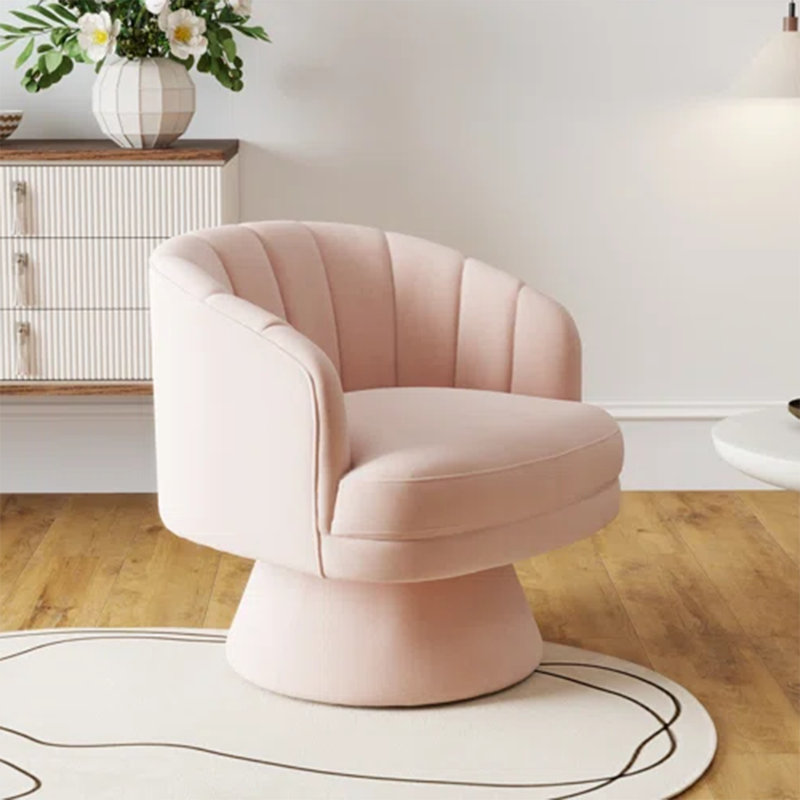 Fauteuil demi-tonneau pivotant en velours Murrow, Rose