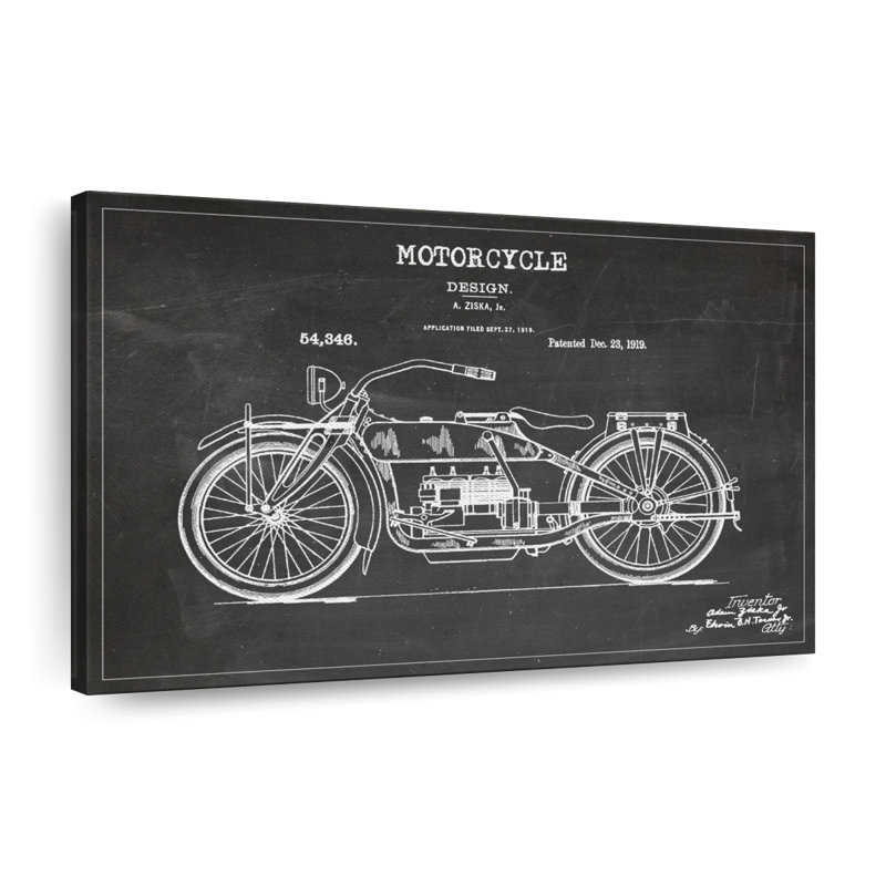 Motif rétro sur toile, brevet BW, H 8 po x l 12 po x P 1 po