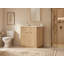Meuble-lavabo sur pied de 76 cm (30 po) avec lavabo simple, portes cannelées et rangement, naturel-505760989-506938091