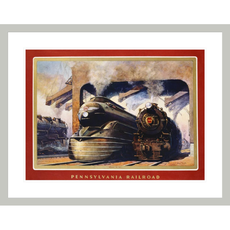 Pennsylvania Railroad prêt à partir! par Grif Teller - Impression giclée encadrée, 23.26" H x 29.5" W