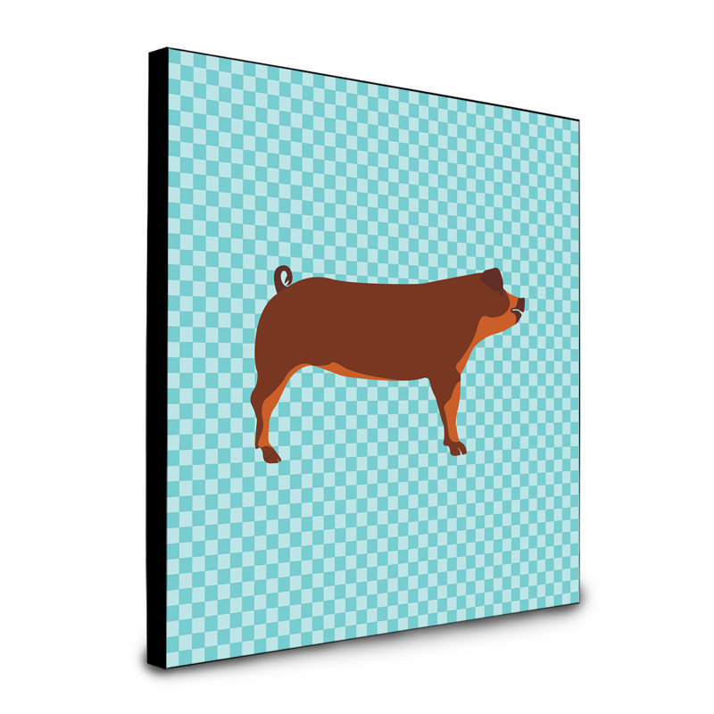 « duroc porc check », art encadré Thebault, bleu