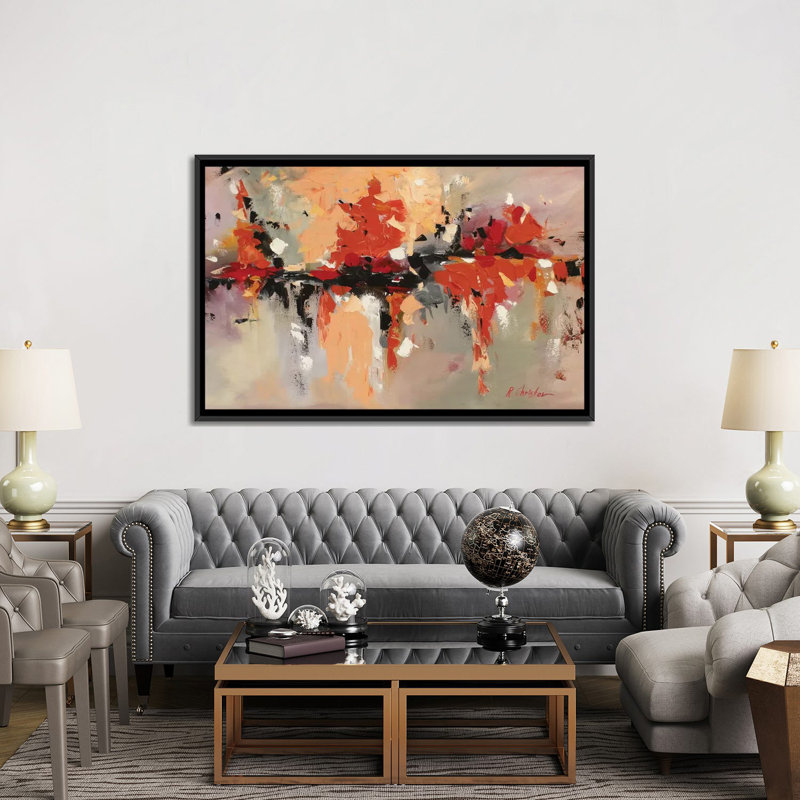 « joy », reproduction sur toile, H 18 po x l 26 po x P 1,5 po, Toile avec cadre noir, Pas de tapis