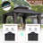 Aluminum Patio Gazebo - Galvanized Steel Hardtop Gazebo with Curtains & Netting-108467015