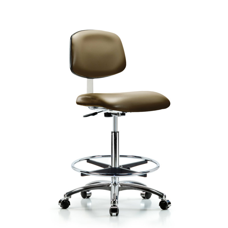 Chaise de travail en vinyle Pawsner, Roulettes, Taupe