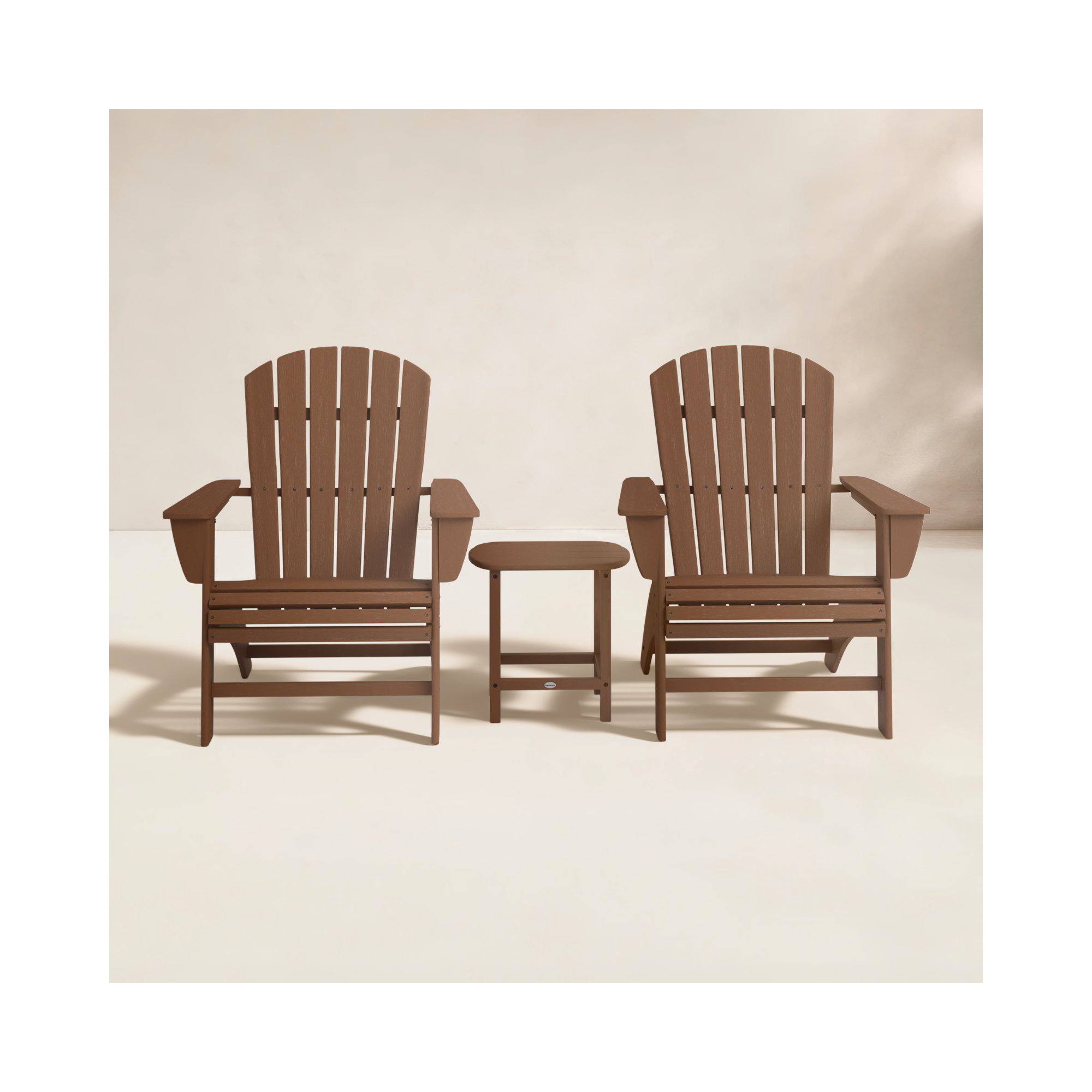 Nautical 3-Piece Curveback Adirondack Set, Teak