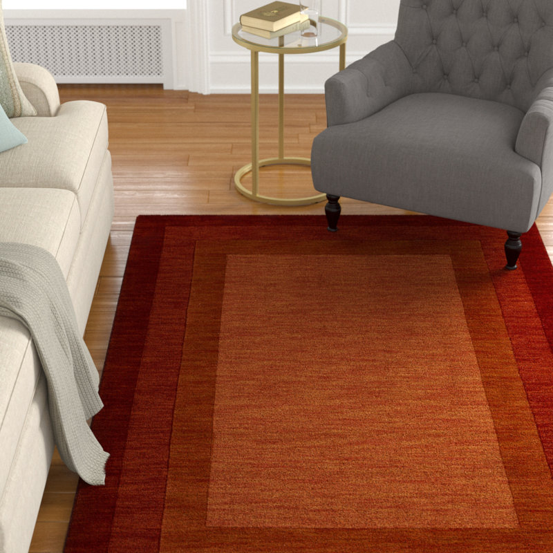Tapis rouge en laine touffeté à la main Keifer, Rectangle 9 pi 3 po x 13 pi