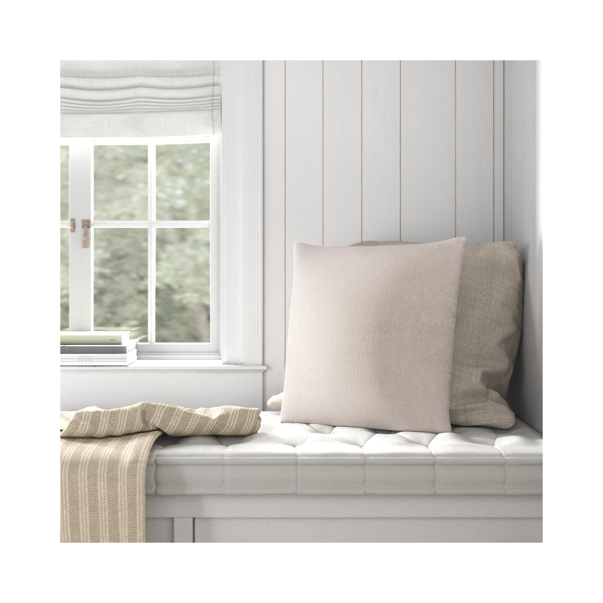 Arlington Linen Throw Pillow, 22" x 22", Cream, Pillow Cover Only - No Insert