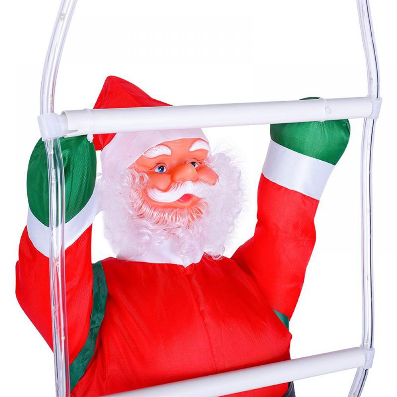 Père Noël à DEL sur échelle, H 35,4 po x l 16 po x P 14 po, Blanc chaud