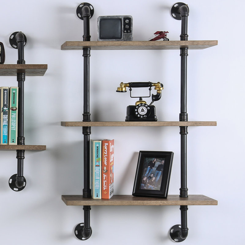 Hollis 3 Piece Industrial Pipe Shelves