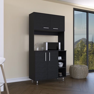 Ensemble de garde-manger, quatre pieds, armoire à deux portes, trois tablettes