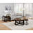 Kersh Arcadia Acacia Wood 42-Inch Round Coffee Table with Nesting Tables, Antiqued Mocha Finish, Industrial Style, Includes Four Wedge-Shaped Stowaway Tables with Metal Sled Legs for Modern Living Spaces