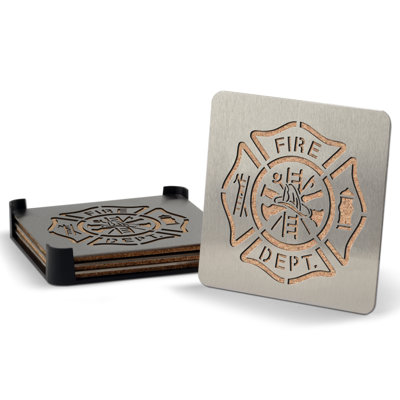 Square 4 Piece Coaster Set With Holder