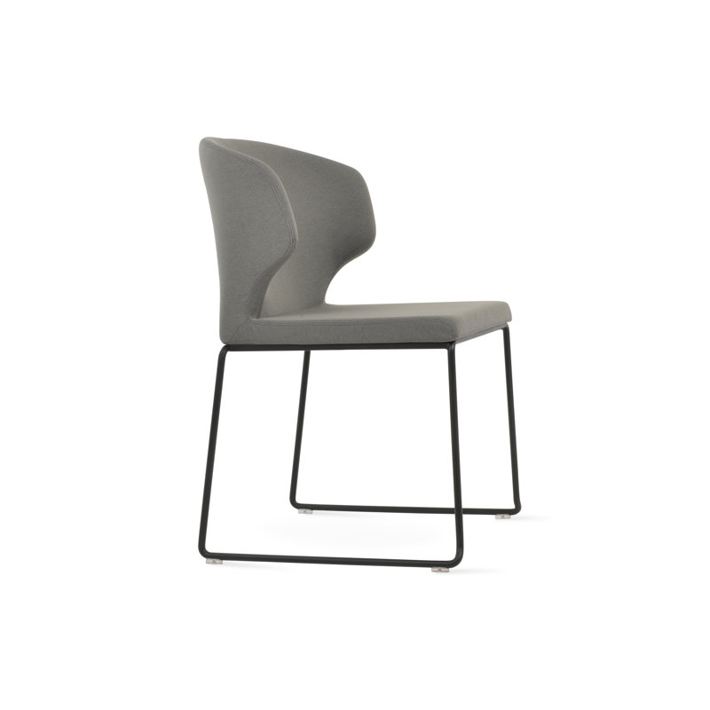 Amed Metal Stackable Dining Chair, ERA Gray, Black